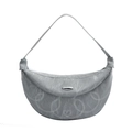 Borsa a tracolla chic grigio chiaro con trama marmorizzata e cuciture bianche a vista - Grigio
