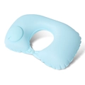 Light blue inflatable U-shaped travel neck pillow with manual press pump and buckle - Milk Silk / Neck Pillow / Sky Blue