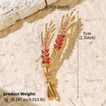 Golden wheat stalk brooch with pink gradient crystals and product dimension details - Gold Gradient Wheat Spike (BRS-J421G)
