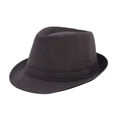 Classic dark charcoal gray fedora hat with matching decorative ribbon band - Adult Size (Approx 58cm) / Plain Cloth-Dark Coffee