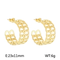 Pendientes vintage de acero de titanio hueco con acabado chapado en oro de 18 quilates - Dorado KE109385-KFC