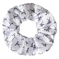 Détail de chouchou en soie blanche avec motif imprimé de hockey noir et texture - Hockey Blanc