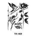 Old school temporary tattoo sticker featuring swallow, rose, and hand in black and white - Th-469 / 210*148mm