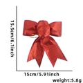 Fiocco di Natale rosso scintillante da 15 cm con glitter e dettagli sulle misure - Fiocco Rosso Natale 15cm a Tre Anelli