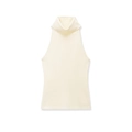 Elegante chaleco de punto con cuello alto sin mangas en color crema con textura de canalé - S / Blanco Roto