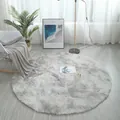 Modern light grey round plush area rug for living room with soft long hair texture - 60*60cm / Gradient Water Gray