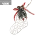 White glitter Christmas sock pendant with pine cone and green needles decoration - White Type J - Glitter Sock