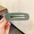 Matte dark green rectangular hollow hair clip with a minimalist frosted finish - Army Green
