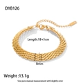 18K gold plated stainless steel multi-layer braided chain bracelet with extension - DYB126-Wide Braided Chain