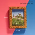 3D Van Gogh style windmill scenery magnet in vintage gold frame, size 7.3x5.7cm - Windmill