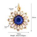 Gold-plated brass snowflake pendant with blue center stone and baguette zircon accents - Dark Green M84