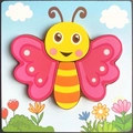 Educational wooden butterfly puzzle with yellow and pink pieces for toddler's early learning - New Jm 3d Butterfly