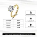 Detailed chart of 925 sterling silver six-prong ring with 8A cubic zirconia stone sizes - 4-Prong Round LZR37-Gold-1ct