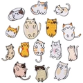 Set of 14 assorted cartoon cat embroidery patches with various breeds and poses - Mixed Cats Set E 15pcs