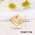 Detailed view of a 1.3cm gold heart pendant with pink inlay and measurement labels - Pink Enamel Heart (A0272)