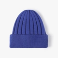 Klassische Beanie-Mütze in Königsblau mit Rippstrick-Design und Umschlag für den Winter - Einheitsgröße / Himmelblau