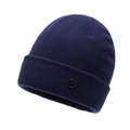 Berretto invernale in maglia a coste blu scuro con risvolto ampio e logo in metallo tondo - Taglia unica / Blu navy