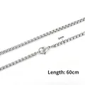Silver stainless steel 3mm box chain necklace with lobster clasp, 60cm length - 3MM Width / 60CM Length / Steel