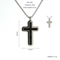 Silver stainless steel cross pendant necklace with black center on a square chain - Silver Black Cylindrical Design (ZYS1802)