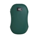 Digital hand warmer in dark green finish with LED temperature display showing 60 degrees - Dark Green