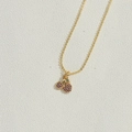 French vintage 14K gold plated necklace with purple crystal cherry pendant - Red Zirconia Cherry (XL2996-5)