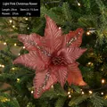 Faux velvet glitter poinsettia flower in dusty pink, 27cm diameter Christmas tree decor - Pink