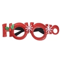 Sparkly red HO HO HO Christmas glasses with snowflakes and holly for holiday parties - HO (Red)