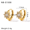 Golden sunflower earrings in 18K gold stainless steel with zirconia for women - Starburst Zirconia Earrings (NB-E1508)