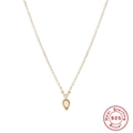 Elegant 925 sterling silver gold necklace with opal-like teardrop pendant and small diamond - 925 Silver / Gold Teardrop Opal Style