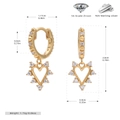 Detalle de pendientes de corazón en plata 925 con circón 5A y medidas exactas - Plata 925 / Dorado