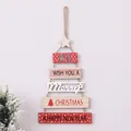 Decoración de pared de árbol de Navidad de madera con estrella y letras festivas - HG18-158 Adorno colgante de árbol de madera