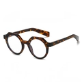 Retro geometric leopard print sunglasses with tortoise shell frame and clear blue light lenses - Leopard Frame