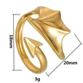 Adjustable golden bat wing ring in titanium steel with 18mm height and unique gothic style - Adjustable Open / Gold