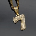 Hip hop style gold number 7 pendant necklace with full iced-out cubic zirconia stones - Number 7 / Pendant Only / Gold