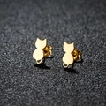 Minimalist golden stainless steel cat silhouette stud earrings with butterfly backs - Cat 3 / Gold