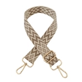 Adjustable beige and brown wavy pattern shoulder strap with gold metal hooks for bags - A41 Beige Grey Khaki