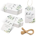 Watercolour eucalyptus leaf thank you gift tags with jute twine for sympathy favors - 29-White Watercolor Eucalyptus Thank You Style