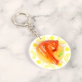 Miniature fried chicken keychain with realistic texture and yellow spiral plate detail - Mini Duck Leg - Keychain