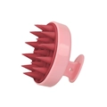 Pink silicone scalp massager brush with ergonomic handle and soft bristles for hair washing - Dual Tone Wine Red