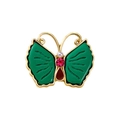 Elegant gold butterfly brooch with green wings and vibrant multi-color gemstones - KC0222 Green / Green