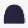 Berretto in maglia spessa blu navy in misto lana con trama a coste e risvolto ampio - Taglia unica / Blu