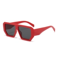 Oversized geometric square sunglasses in vibrant red frame with dark grey lenses - C10 Red Frame Black Gray Lens
