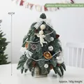 Mini 40cm flocked Nobel Fir Christmas tree with white lace bows and angel ornaments - White-tipped Noble Fir (White Set)