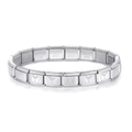 Italian charm bracelet link with delicate butterfly engraving in silver stainless steel - Butterfly Relief Style / Steel
