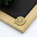 18K gold plated evil eye pendant charm with colorful micro-inlaid zircons on wood tray - Eye Radiating Pattern Style