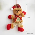 Plush Christmas teddy bear pendant with 21cm height, red hat and plaid scarf decor - Burlap Body/Plaid Hat / Style D Bear