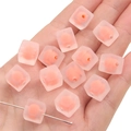 Handheld square acrylic beads in frosted peach pink color for DIY jewelry making - 10Pcs/Pack / Frosted Orange Pink