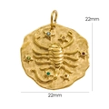 Detail of 22mm 14K gold stainless steel Scorpio pendant with colorful rhinestones - Scorpio