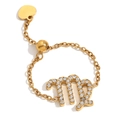 Anello a catena regolabile segno Vergine placcato oro 18K con pavé di zirconi - Anello Zodiacale Regolabile-Vergine / Oro