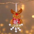 Detail of felt reindeer Christmas ornament with golden Merry Christmas text and snowflake - Snowflake Reindeer / 16*10cm